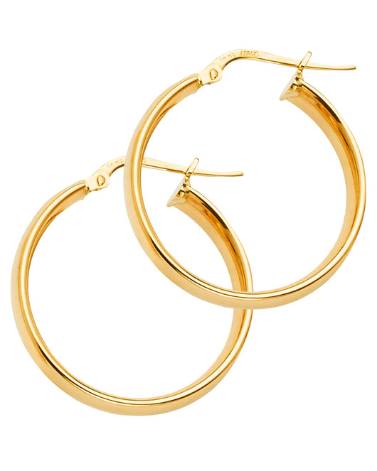 14K Yellow Gold Classic Hollow Hoop Earrings aprox 1
