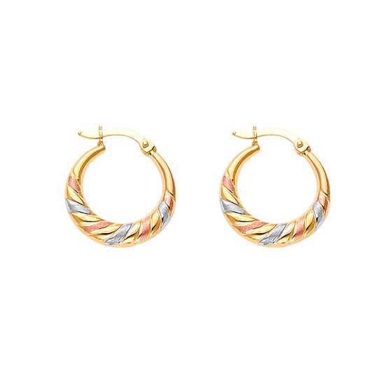 14K Tri-Color Gold Women’s Braided Hoop Earrings