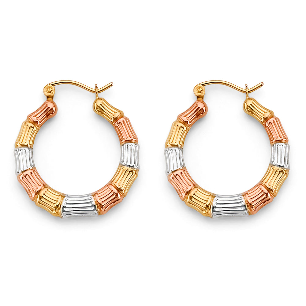 14K Tri-Color Gold Women's Hoop Earrings