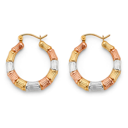 14K Tri-Color Gold Women's Hoop Earrings
