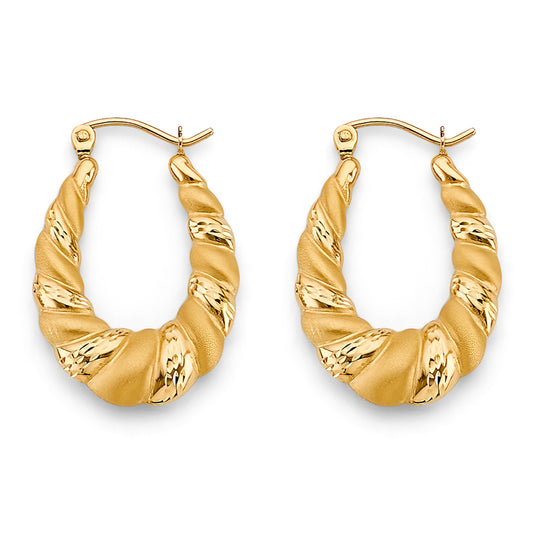 14K Yellow Gold Women's Twisted Hoop Earrings