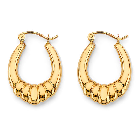 14K Yellow Gold Teardrop Hoop Earrings