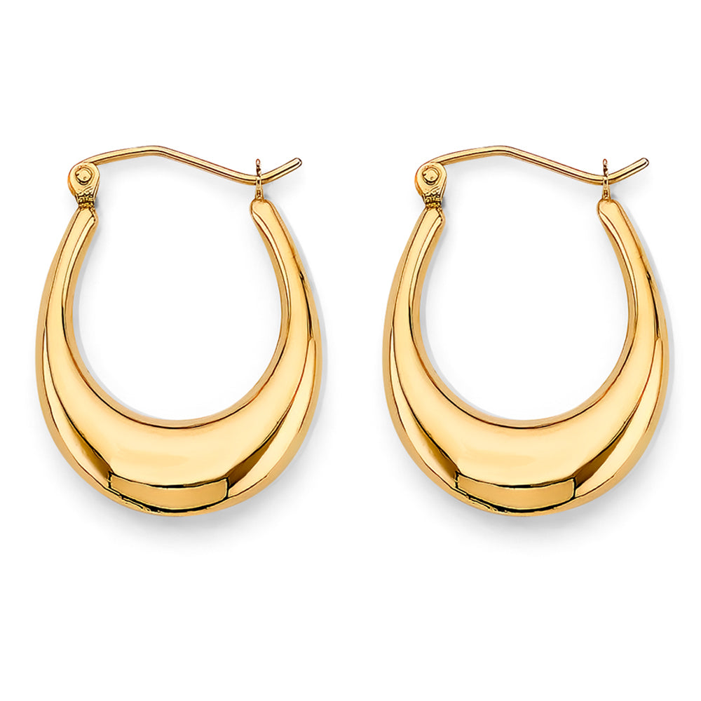 14K Yellow Gold Smooth Crescent Hoop Earrings
