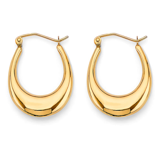 14K Yellow Gold Smooth Crescent Hoop Earrings