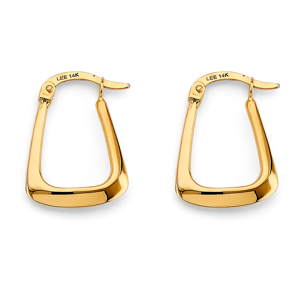 14K Yellow Gold Sleek Geometric Hoop Earrings