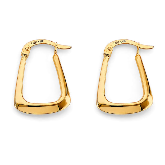 14K Yellow Gold Sleek Geometric Hoop Earrings
