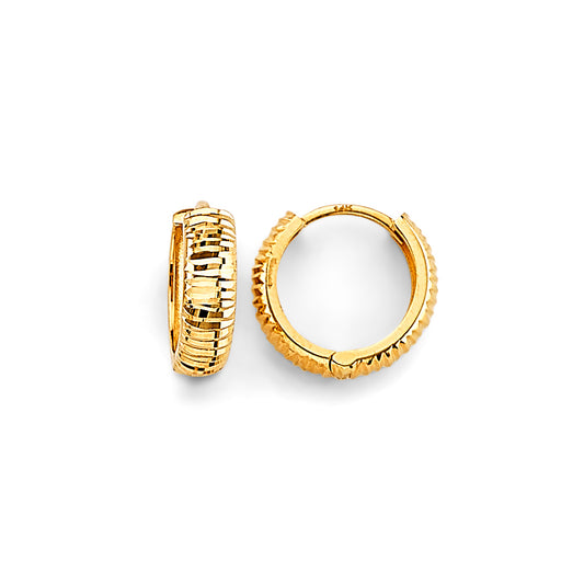 14K Yellow Gold Diamond-Cut Huggie Earrings