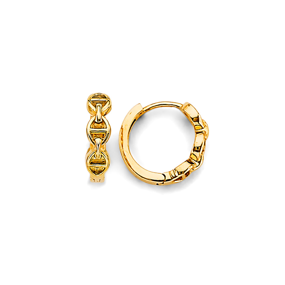 14K Yellow Gold Circle-Link Hoop Earrings aprox 1/2" in diameter