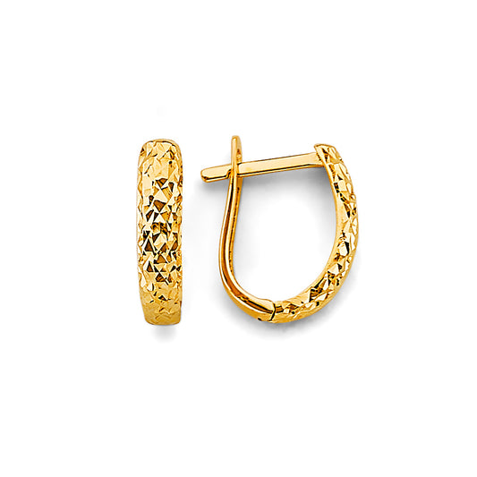 14K Yellow Gold Diamond-Cut Hoop Earrings aprox 1/2" tall