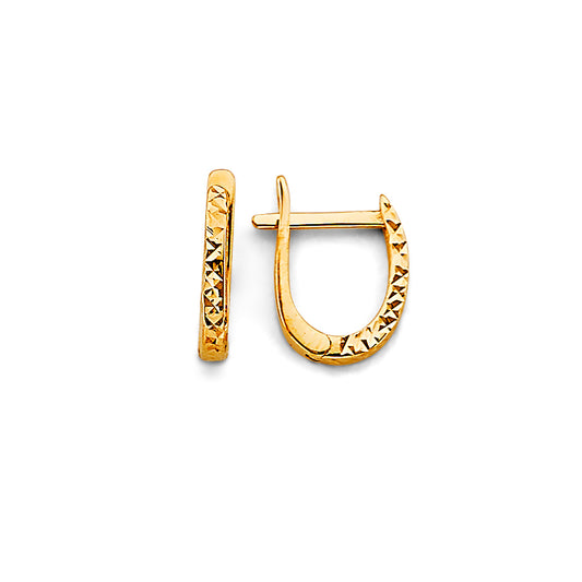 14K Yellow Gold Diamond-Cut Hoop Earrings aprox 1/2" tall