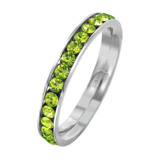 925 Sterling Silver Rhodium Plated Birthstone August Channel Eternity Band