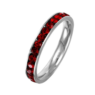 925 Sterling Silver Rhodium Plated Birthstone January Channel Eternity Band