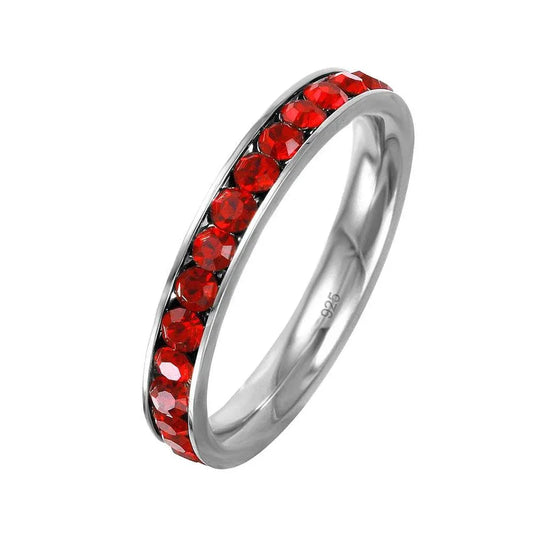 925 Sterling Silver Rhodium Plated Birthstone July Channel Eternity Band