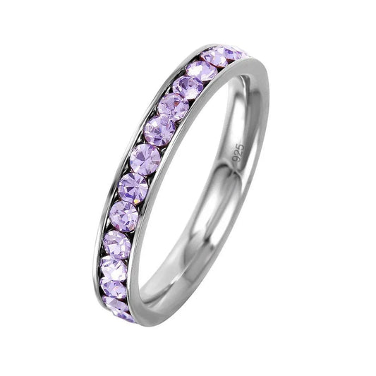 925 Sterling Silver Rhodium Plated Birthstone June Channel Eternity Band