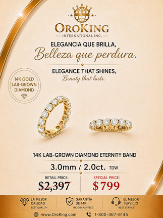 Women's 14K White Gold/ Yellow Gold  Lab-Grown Diamond Eternity Band Ring 3.0mm Wide 2.00ct. TDW