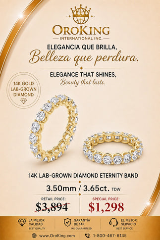 Women's 14K White Gold/ Yellow Gold Lab-Grown Diamond Eternity Band Ring 3.5mm Wide 3.65ct. TDW