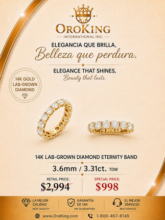 Women's 14K White Gold/ Yellow Gold Lab-Grown Diamond Eternity Band Ring 3.6mm Wide 3.31ct. TDW
