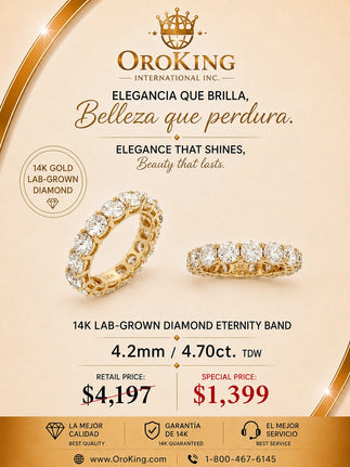 Women's 14K White Gold/ Yellow Gold Lab-Grown Diamond Eternity Band Ring 4.2mm Wide 4.70ct. TDW