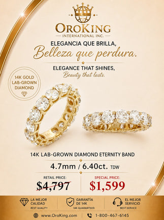 Women's 14K White Gold/ Yellow Gold Lab-Grown Diamond Eternity Band Ring 4.7mm Wide 6.40ct. TDW