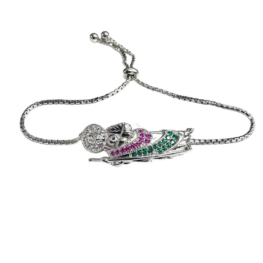 925 Sterling Silver Rhodium Plated St Jude 9.3mm Cuban Box Lariat Bracelet