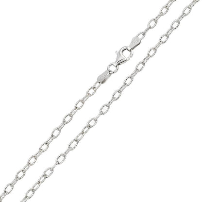 925 Sterling Silver Wire Oval Loop Chain
