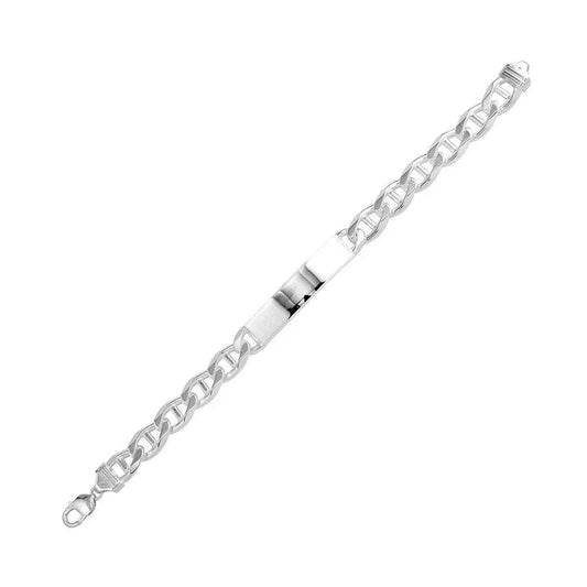 925 Silver Engravable  ID Flat Marina 180 Bracelet 6.7mm