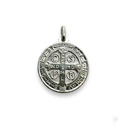 925 Sterling Silver High Polished Saint Benedict Medallion 30mm Pendant