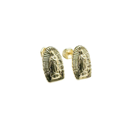 14 Karat Yellow Gold Our Lady of Guadalupe Screw Back Earrings