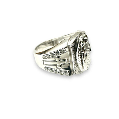 925 Sterling Silver Rhodium Plated St Jude Diamond Cut Clear CZ Ring