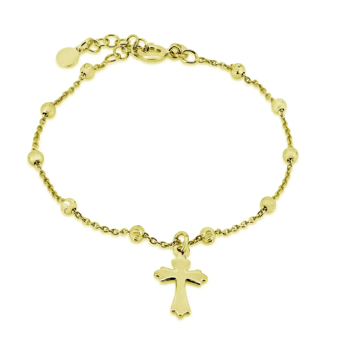 925 Sterling Silver Gold Plated DC Bead Rosary Bracelet