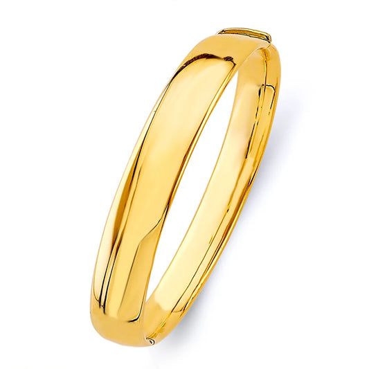 14K Yellow Gold Hollow High Polish Crossover Design Women’s Bangle Size 7"