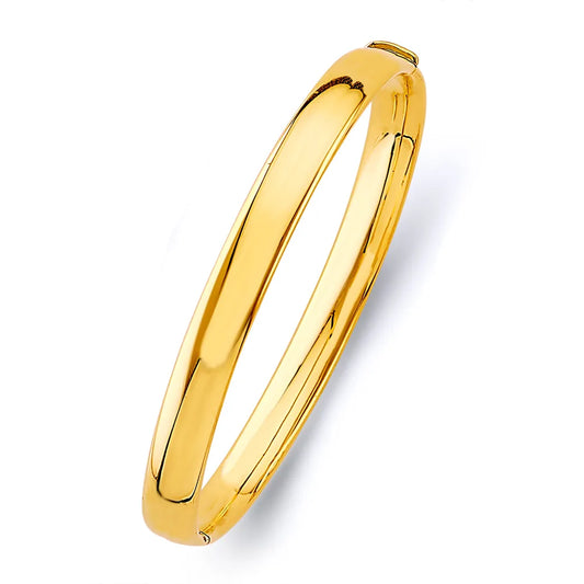 14K Yellow Gold Hollow High Polish Crossover Design Women’s Bangle Size 8"