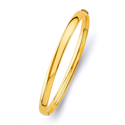 14K Yellow Gold Hollow High Polish Crossover Design Women’s Bangle Size 8"