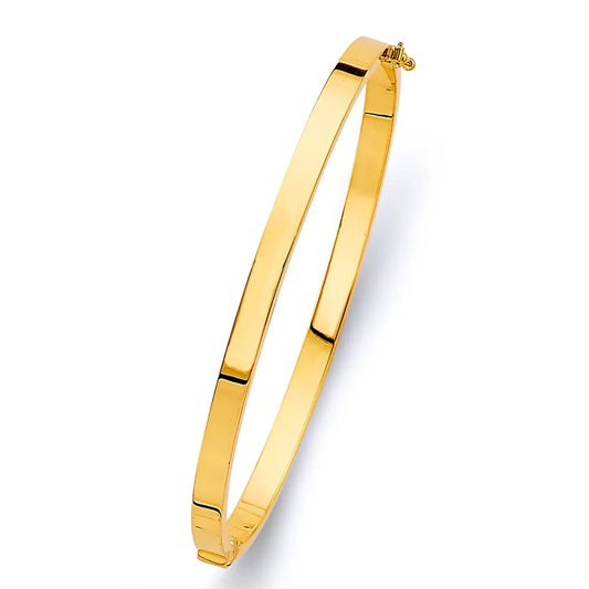 14K Yellow Gold Hollow High Polish Crossover Design Women’s Bangle Size 7"