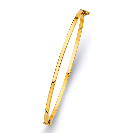 14K Yellow Gold Hollow High Polish Crossover Design Women’s Bangle Size 7"