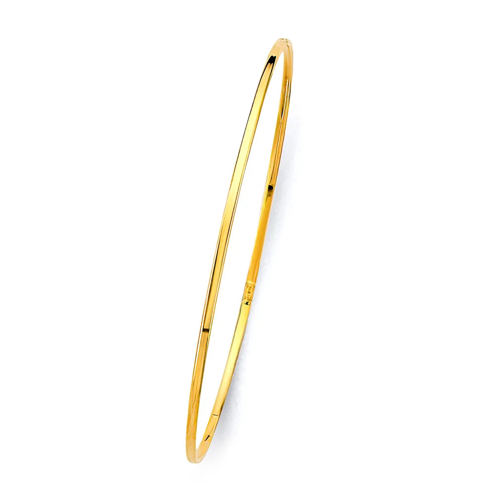 14K Yellow Gold Solid Classic High Polish Women’s Bangle Size 7.25"