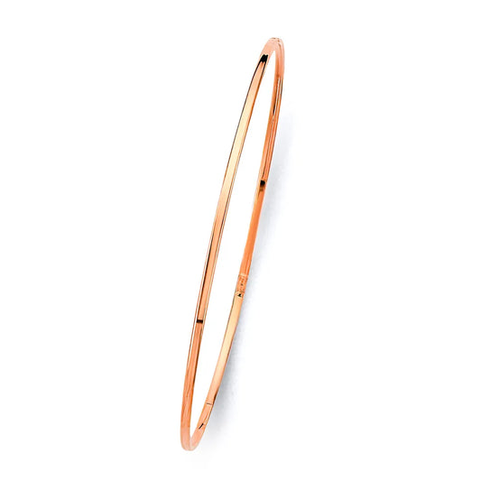 14K Rose Gold Solid Classic High Polish Women’s Bangle Size 7.25"