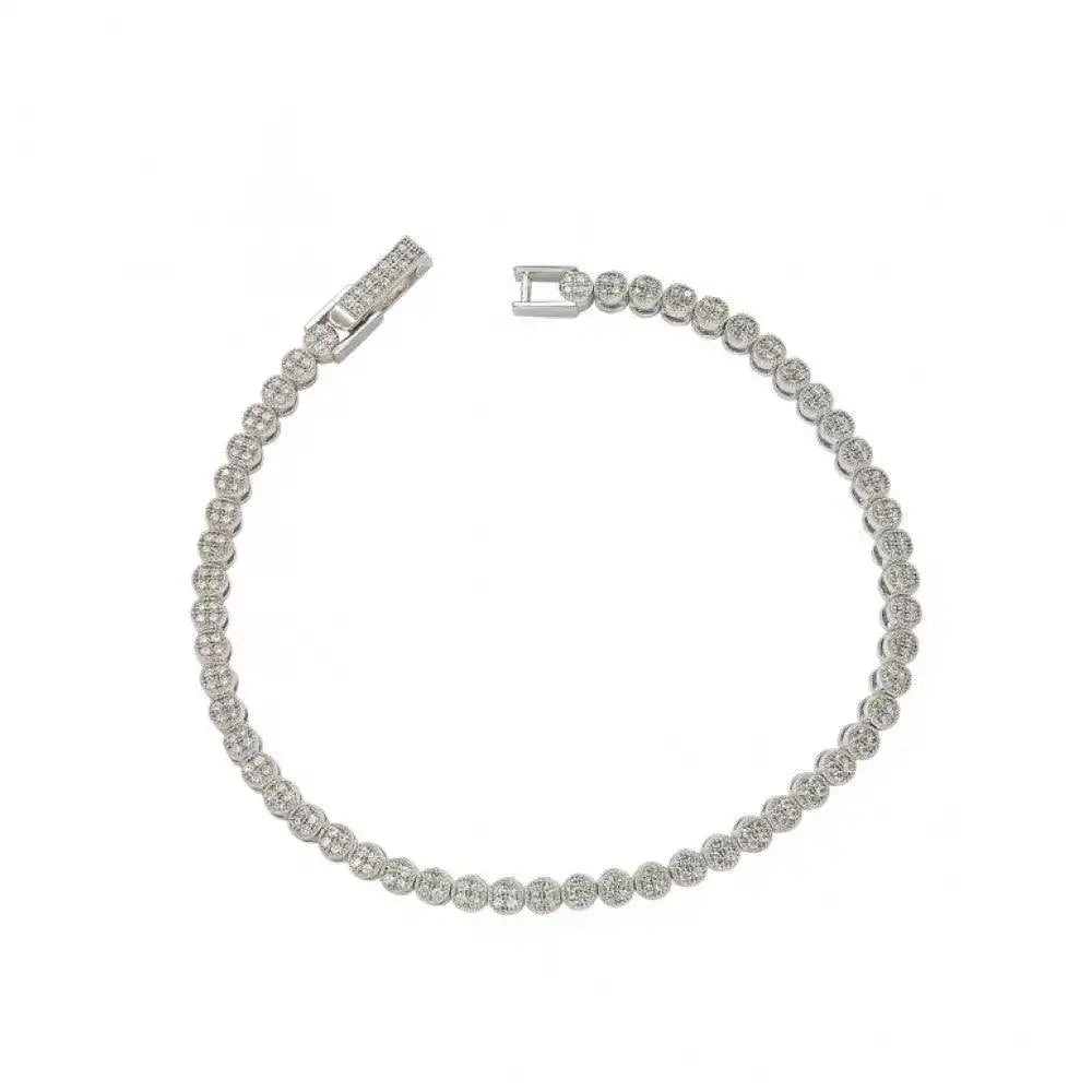 925 Sterling Silver Rhodium Plated 3mm Multiple Clear Micro Pave Tennis CZ Bracelet