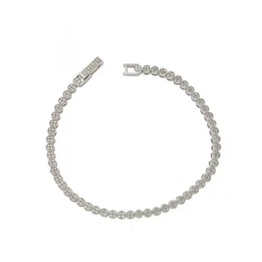 925 Sterling Silver Rhodium Plated 3mm Multiple Clear Micro Pave Tennis CZ Bracelet
