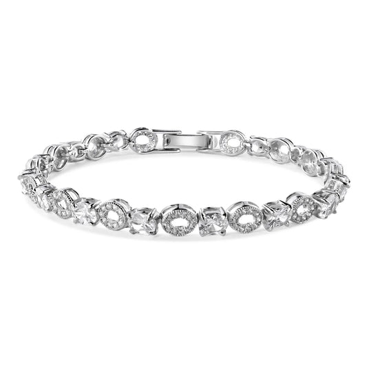 925 Silver Rhodium Plated Round and CZ Accented Bracelet