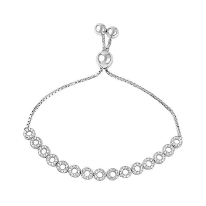 925 Silver Rhodium Plated Bubble Bracelet with Bead Lariat Lock