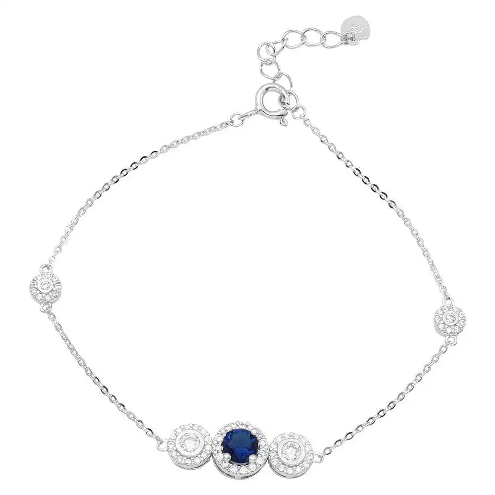 925 Sterling Silver Rhodium Plated Multiple CZ Disc Bracelet