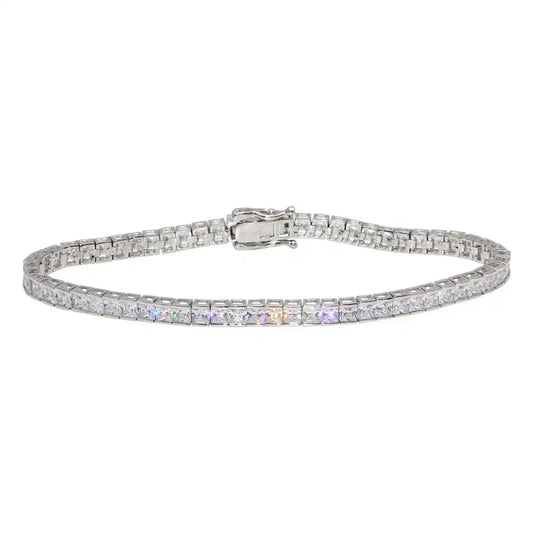 925 Sterling Silver  Rhodium Plated Clear CZ Tennis Bracelet