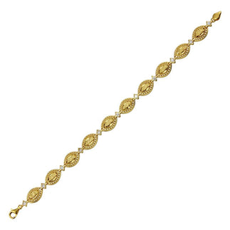 925 Sterling Silver Gold Plated 8mm Oval CZ Mary Link Tennis Bracelet