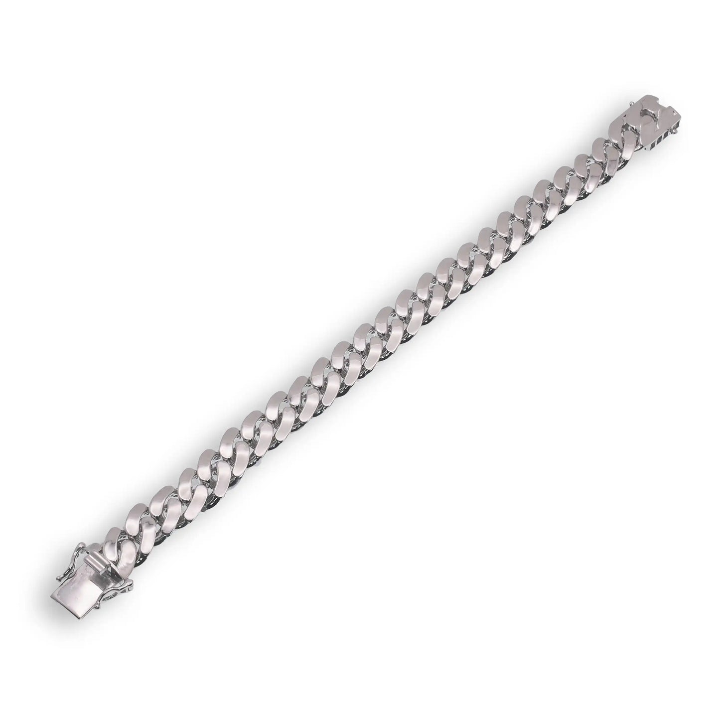 925 Sterling Silver Rhodium Plated Miami Cuban Hollow Link Bracelet 10mm