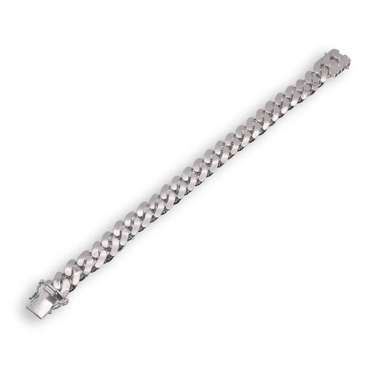 925 Sterling Silver Rhodium Plated Miami Cuban Hollow Link Bracelet 10mm