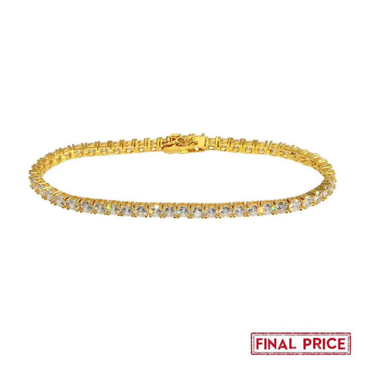 925 Sterling Silver Gold Plated Round CZ Tennis Bracelet 4mm