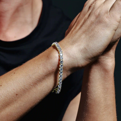 925 Sterling Silver Gold Plated Round CZ Tennis Bracelet 5mm