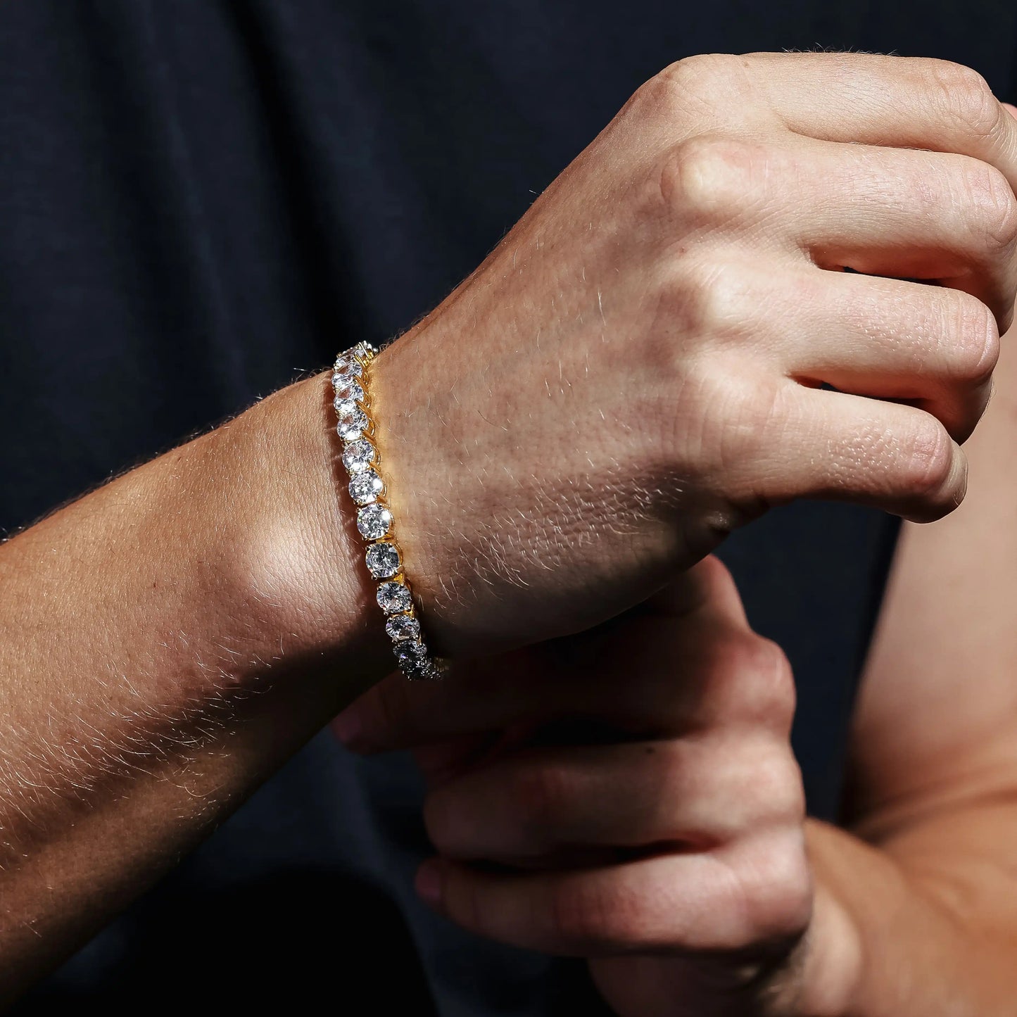 925 Sterling Silver Gold Plated Round CZ Tennis Bracelet 6mm