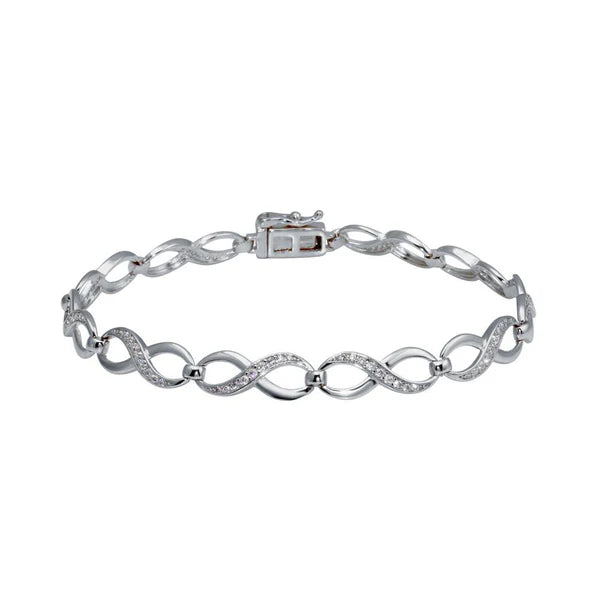 925 Sterling Silver Rhodium Plated CZ Infinity Link Bracelet